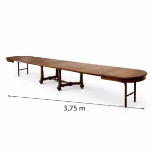 Antiker Nussbaum Ausziehtisch ausgezogen bis 3,75 Meter