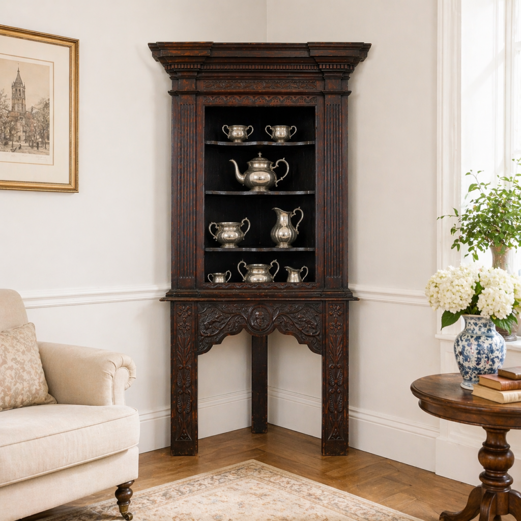 Antiker Eckschrank aus Eiche - Eckvitrine um 1880