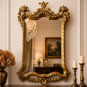Antiker Barock Spiegel Gold um 1900 Gesamtansicht
