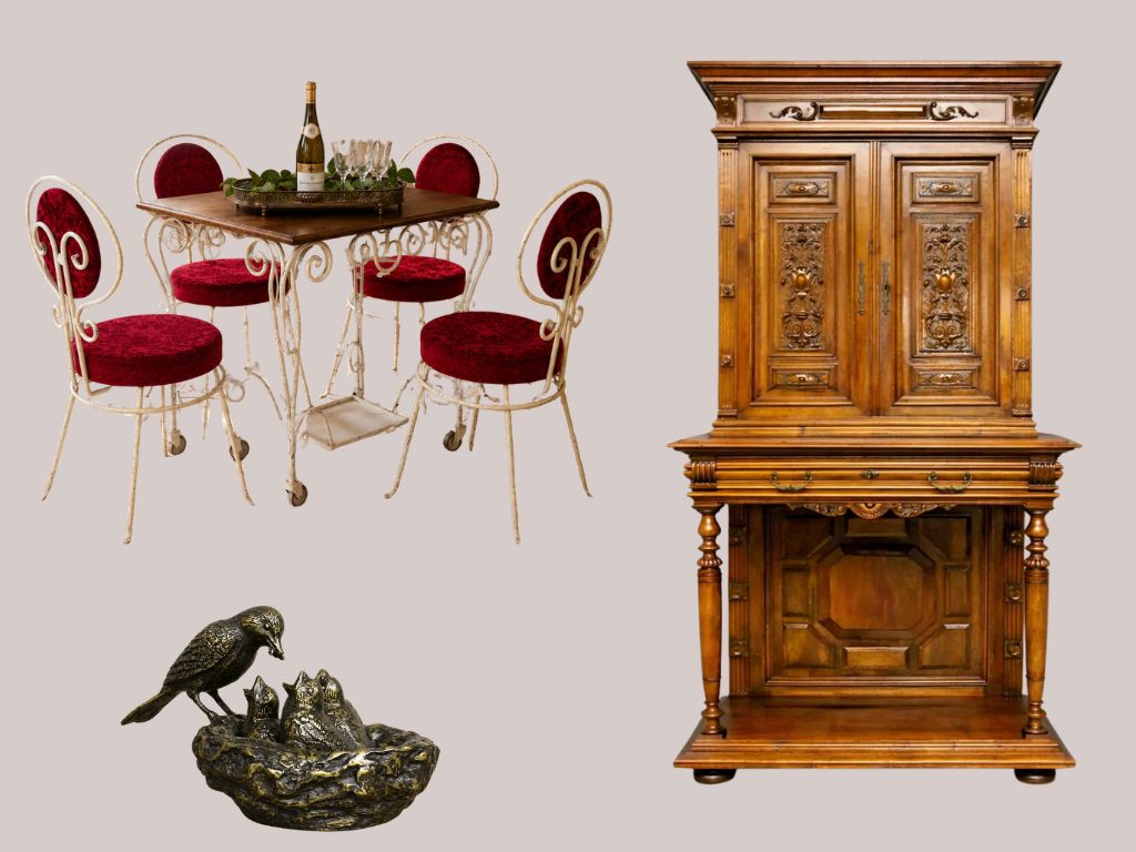 Neuheiten: Sitzgruppe, antikes Buffet, antike Bronzefigur