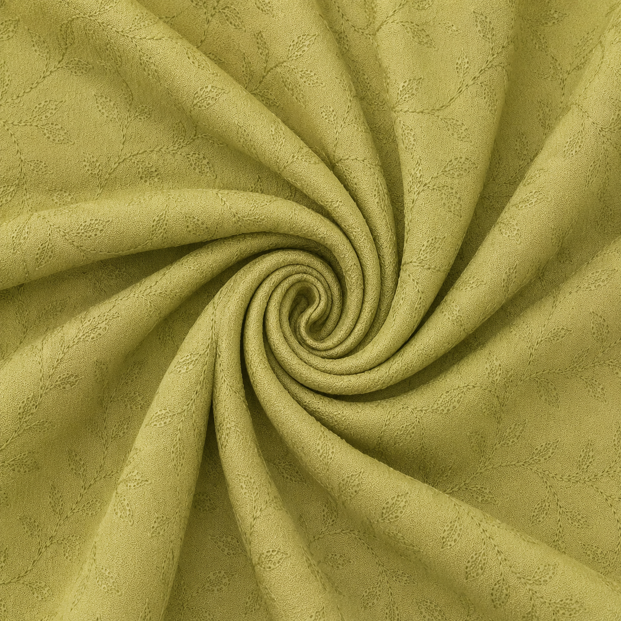 Eingedrehter Jacquard Dekostoff mit Blattmuster in Hellgrün