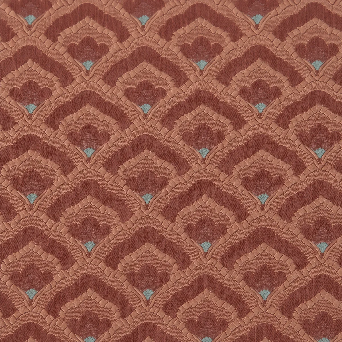 Glatt ausgelegter roter Jacquard Möbelstoff mit Ornamentmuster