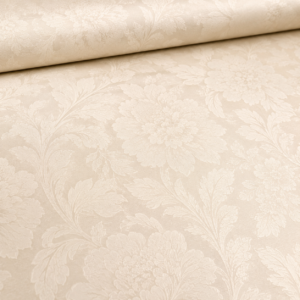 Damaststoff in Creme Beige mit floralem Jacquardmuster als Stoffrolle für Vorhänge und Dekoration