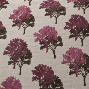 Glatte Stoffansicht mit Baum Muster in Violett und Grau