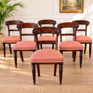 Sechs originale Biedermeier-Stühle aus Mahagoni um 1840