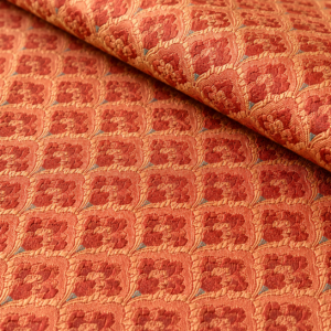 Gefalteter roter Jacquard Möbelstoff mit hochwertiger Webstruktur