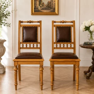 Antike Gründerzeit Stühle um 1880 aus heller Buche im 2er Set