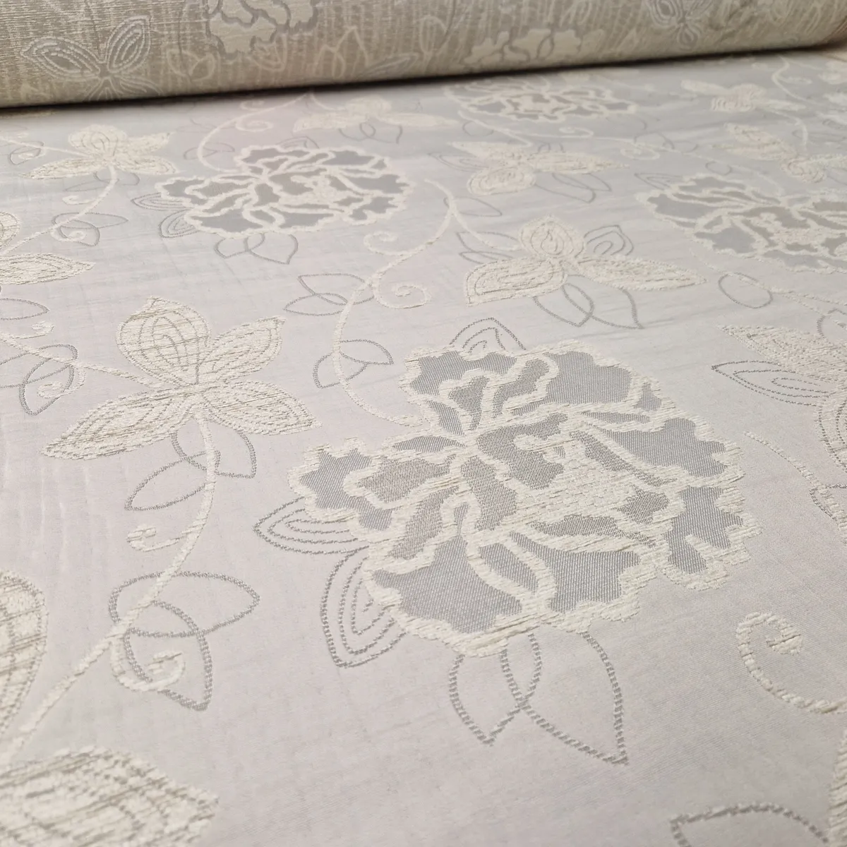 Polsterstoff Möbelstoff floral Blumen Creme – Bild 7