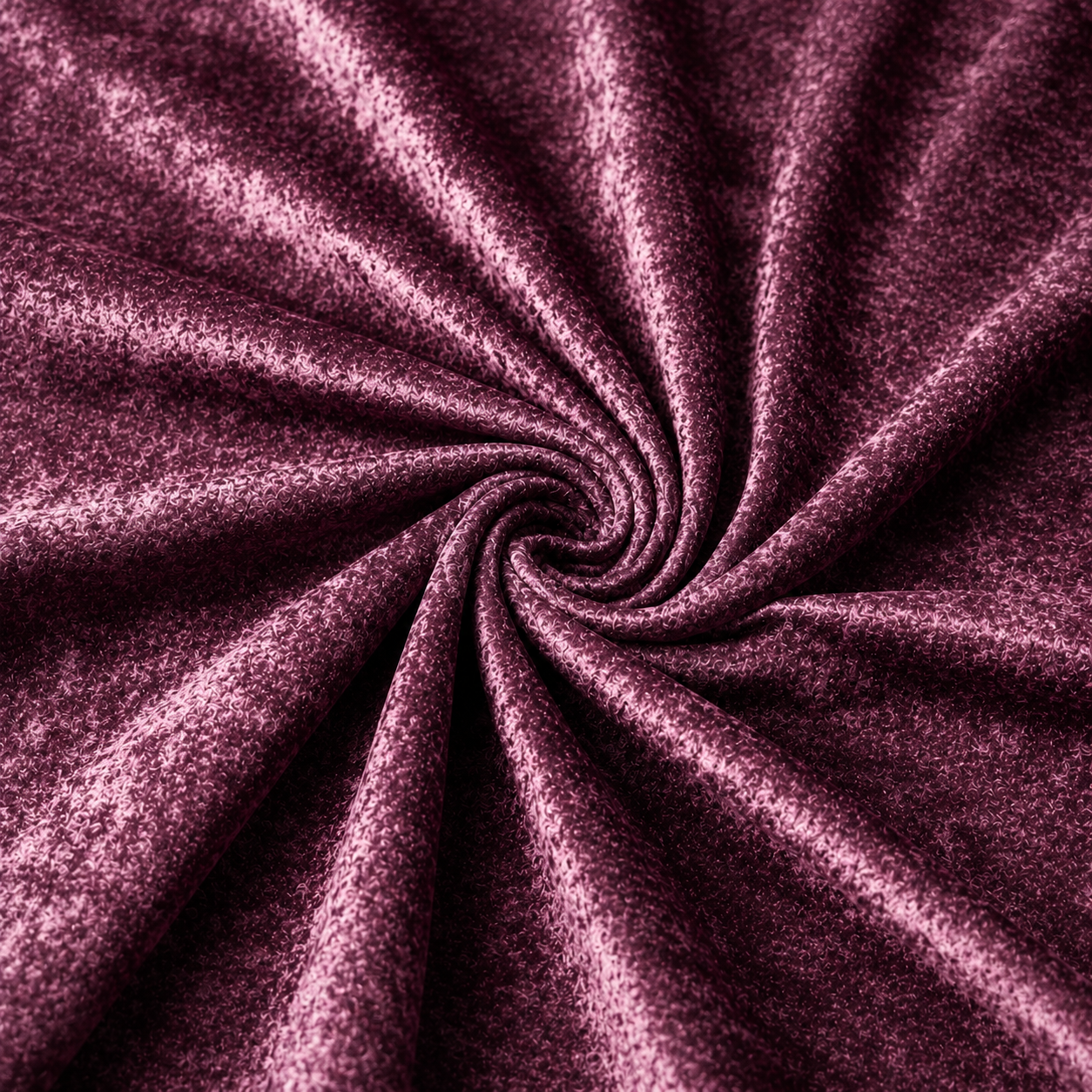 Velours Stoff Violett in dekorativer Spirale gelegt mit edlem Samtglanz und changierendem Lichteffekt