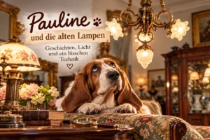 Pauline zwischen antiken Lampen und Jugendstil-Leuchten – Antikpost über historische Beleuchtung