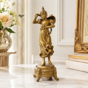 Antike Jugendstil Figur Frau mit goldfarbenem Bronzedekor