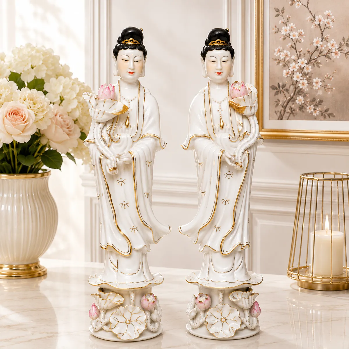 2 asiatische Geisha Porzellan Figuren – Vintage Deko
