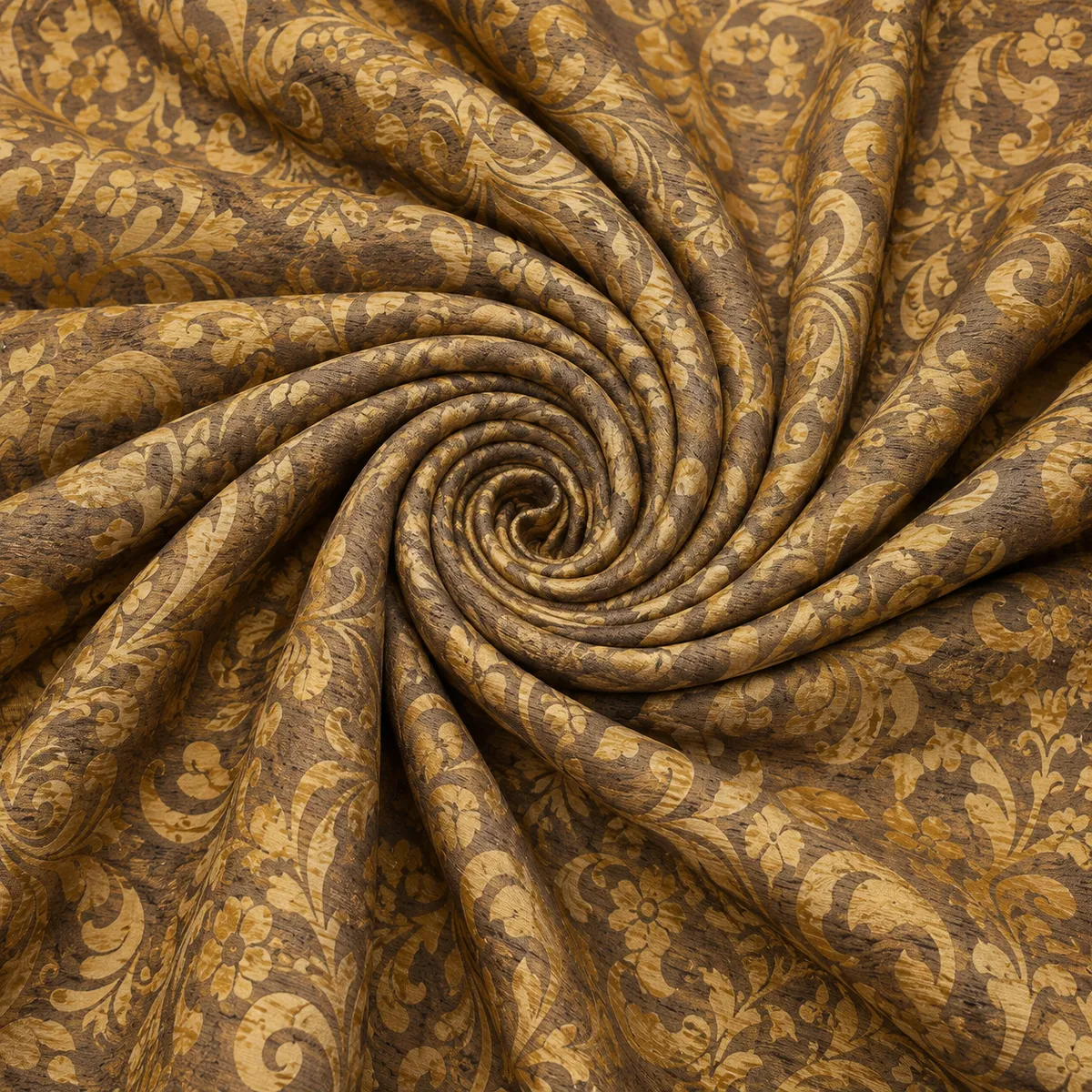 Hochwertiger englischer Manufakturstoff als Spirale Jacquard Polsterstoff Gold Braun
