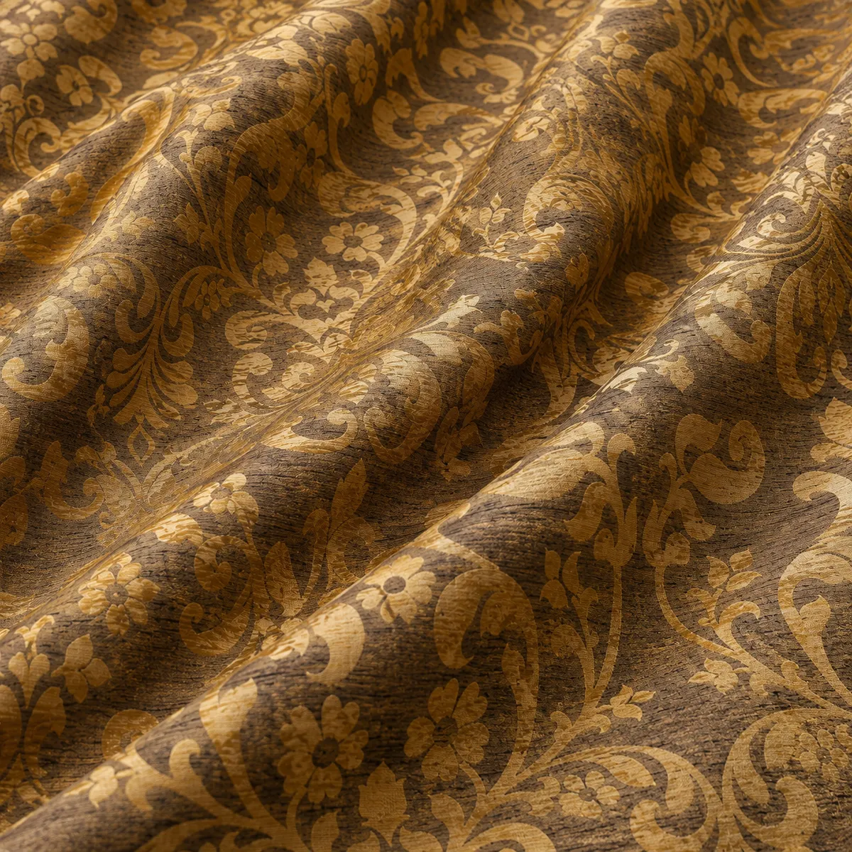 Hochwertiger englischer Manufakturstoff Jacquard Polsterstoff Möbelstoff Gold Braun in Wellen