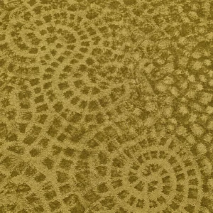 Quadratischer grüner Velours Polsterstoff mit olivfarbenem Spiralmuster