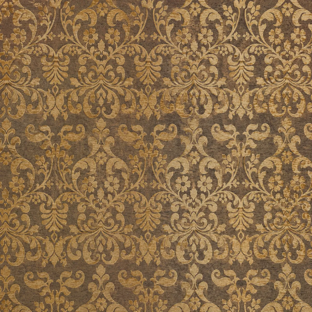 Hochwertiger englischer Manufakturstoff Jacquard Polsterstoff Möbelstoff Gold Braun florales Damastmuster