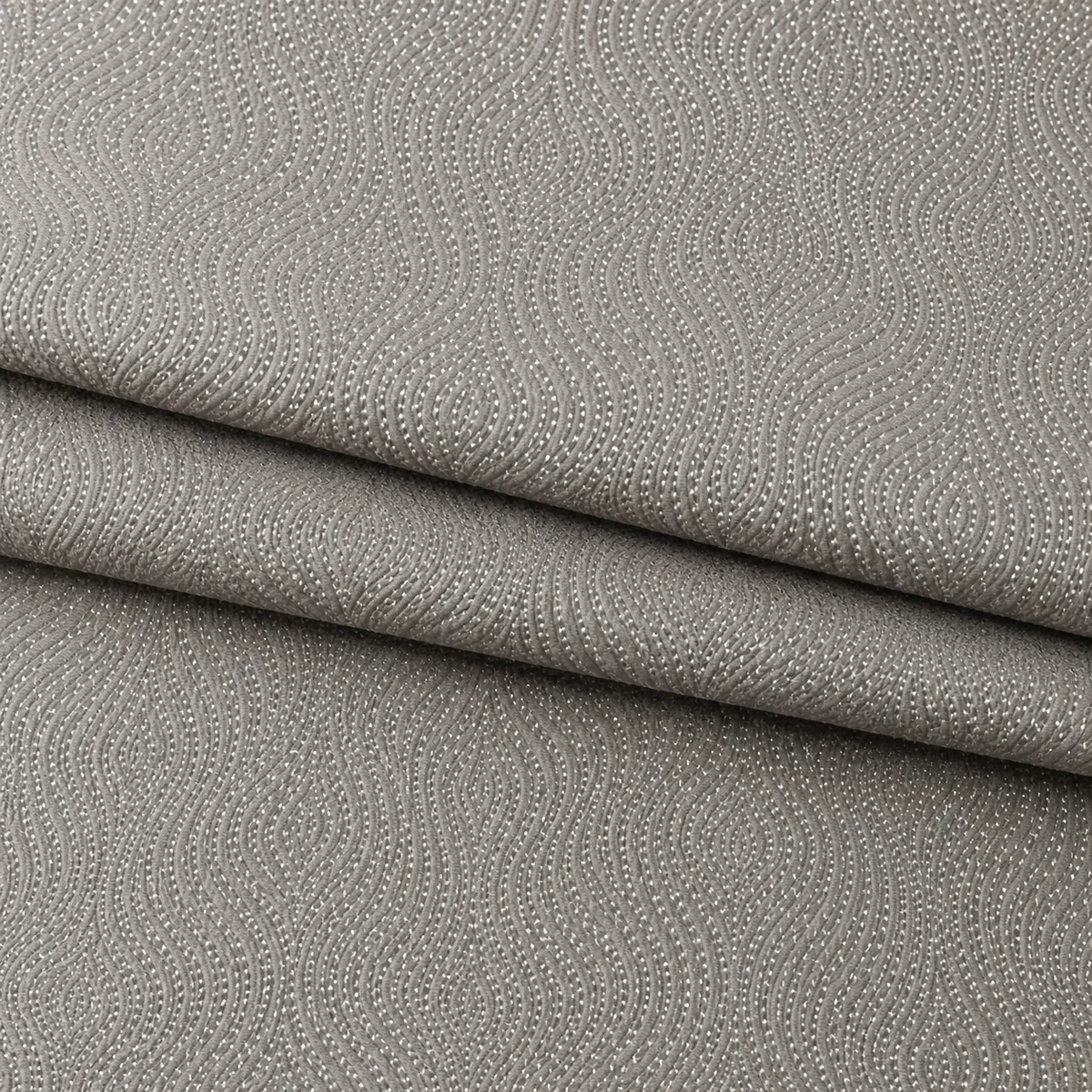 Hochwertiger englischer Manufakturstoff Grau-Silber als gefalteter Polsterstoff