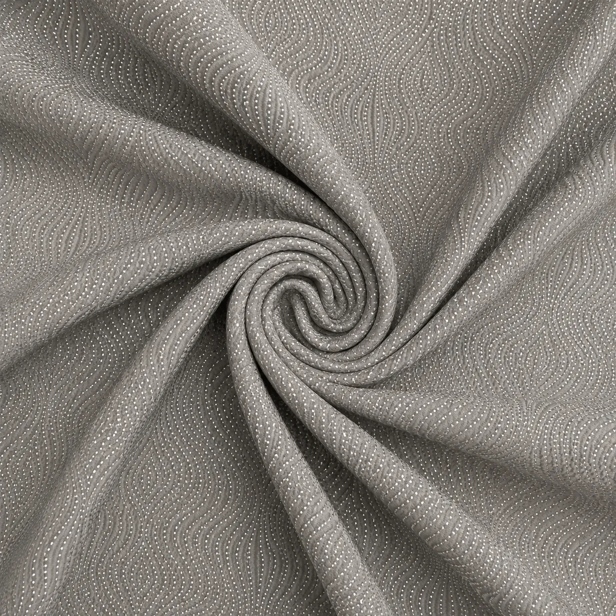 Hochwertiger englischer Manufakturstoff Grau-Silber als elegant gelegter Polsterstoff in Spirale