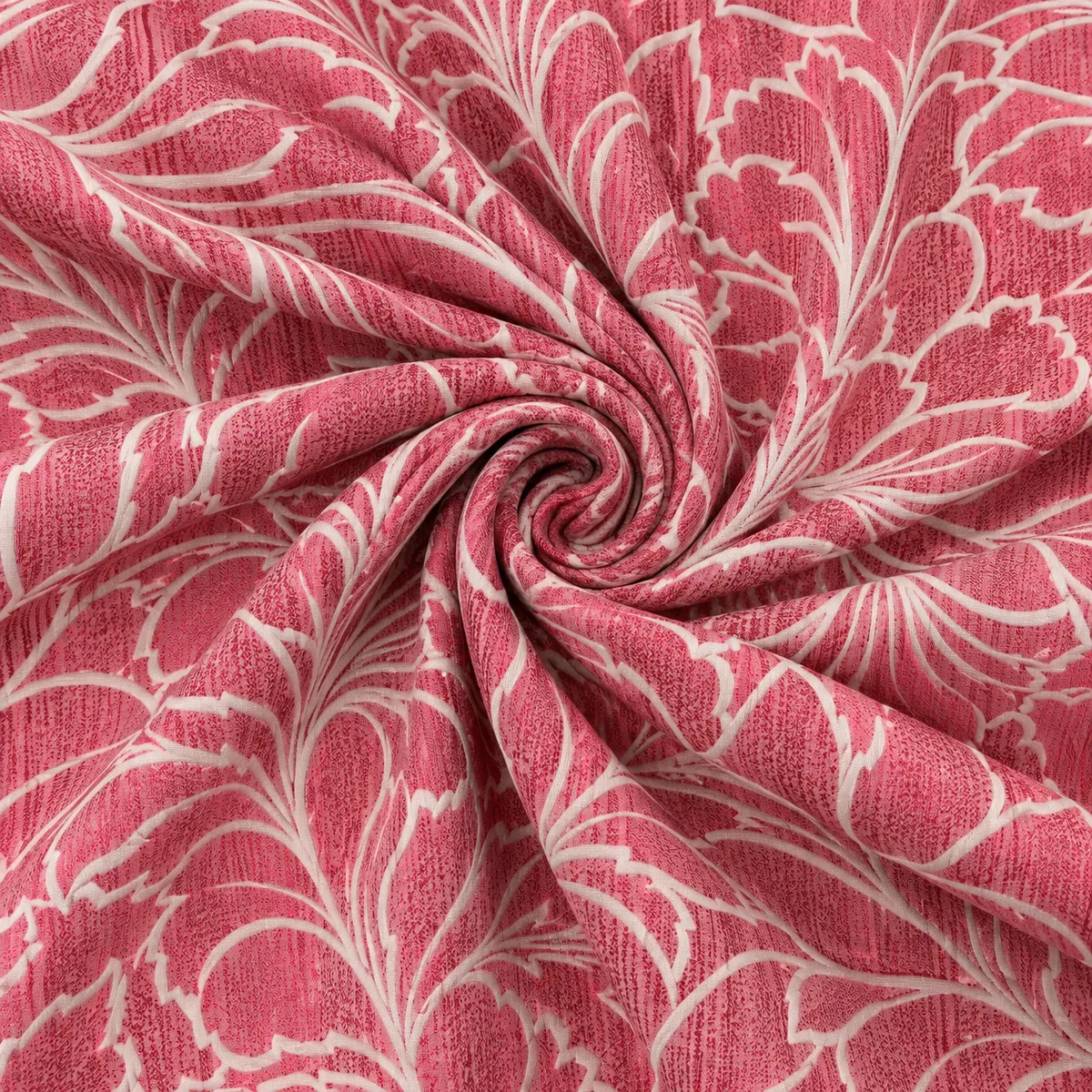 Rosa Blumenstoff als Spirale aus hochwertigem englischem Manufakturstoff