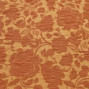 Hochwertiger englischer Chenille Möbelstoff floral Orange Gelb glatt