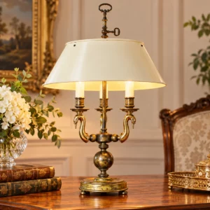 Antike französische Bouillotte Tischlampe im Empire-Stil um 1910