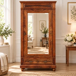 Antiker Kleiderschrank Mahagoni um 1900 mit Spiegeltür