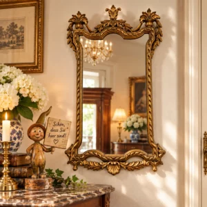 Antiker Wandspiegel Barockstil goldfarben um 1930
