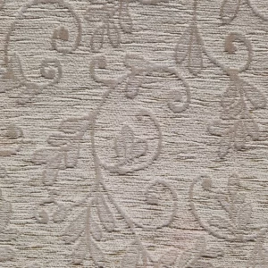 Hochwertiger englischer Manufakturstoff Chenille in Creme mit floraler Struktur