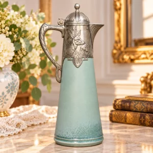 Antike Jugendstil Karaffe von WMF um 1900 mit Rehbock Relief