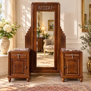 Antike Jugendstil Spiegelkommode aus Mahagoni mit Marmorplatten