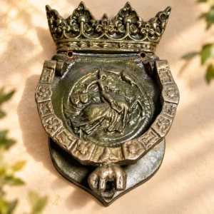 Antiker Bronze Türklopfer mit Heiligem Georg als Drachentöter