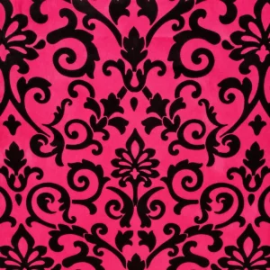 Hochwertiger englischer Manufakturstoff glatt in Pink Schwarz mit großem floralen Ornamentmuster
