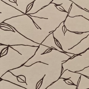 Glatter englischer Manufakturstoff in Beige mit dunkelbraunem botanischem Blattmuster