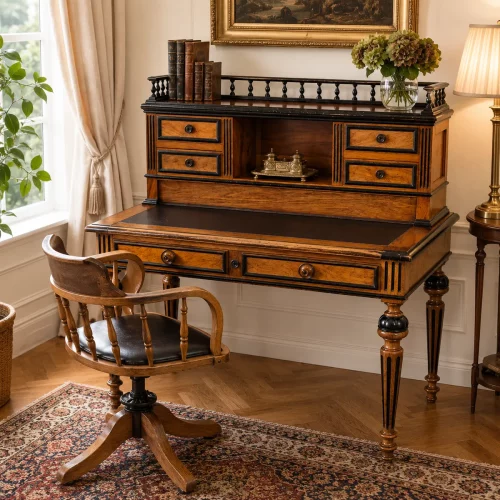 Elegantes antikes Schreibmöbel mit Aufsatz und Schubladen – historischer Schreibtisch bei Antik & Stil